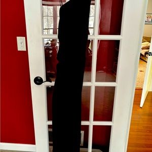 FABS Allen Schwartz black dress, floor length. One shoulder, w/ scrunched detail